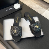 MID-HEEL 5 CM MULE IN BLACK LAMBSKIN